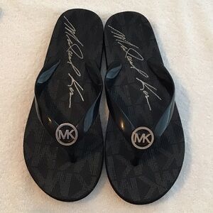 Michael Kors Black Logo Jelly Flip Sandals